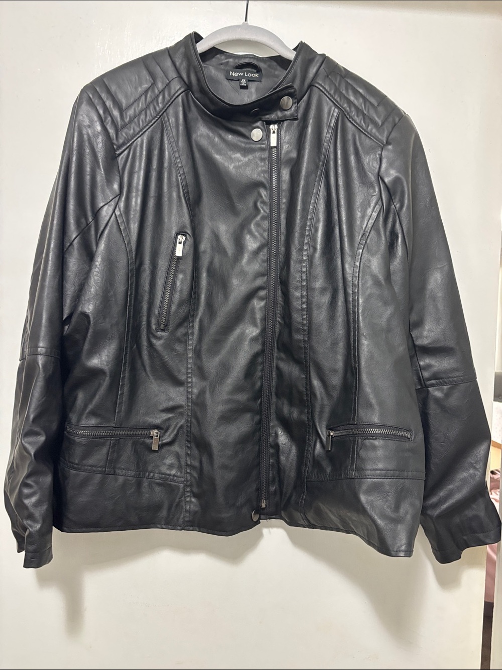 New Look Black Faux Leather Moto-Style Jacket
